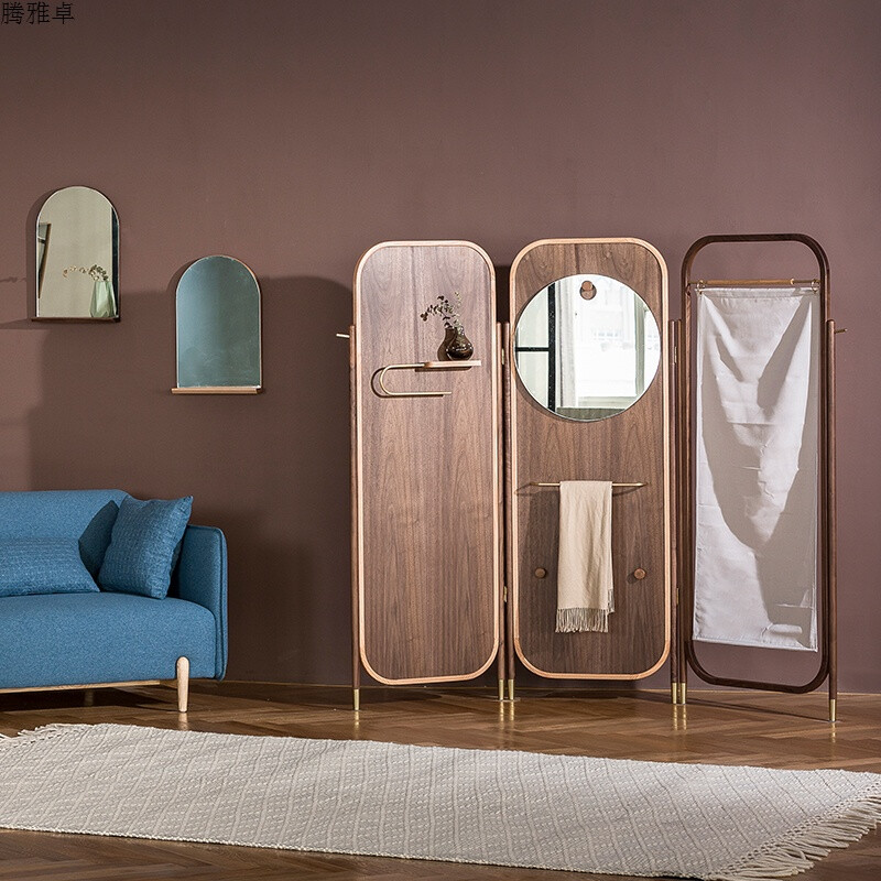 輕羅屏風(fēng)衣架/實(shí)木折屏 簡約移動(dòng)屏風(fēng)隔斷 原創(chuàng)獲獎(jiǎng)設(shè)計(jì) 紅橡木(預(yù)訂)不包安裝